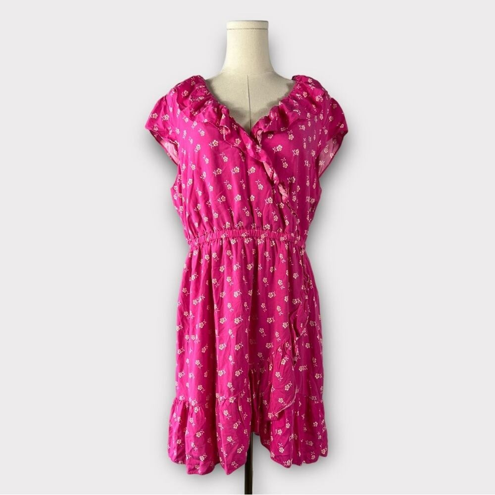 J.Crew V-Neck Ruffle Floral Print Mini Dress Size 14